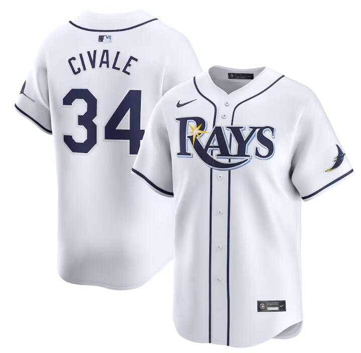 Mens Tampa Bay Rays #34 aron Civale White Home Limited Stitched Baseball Jersey Dzhi